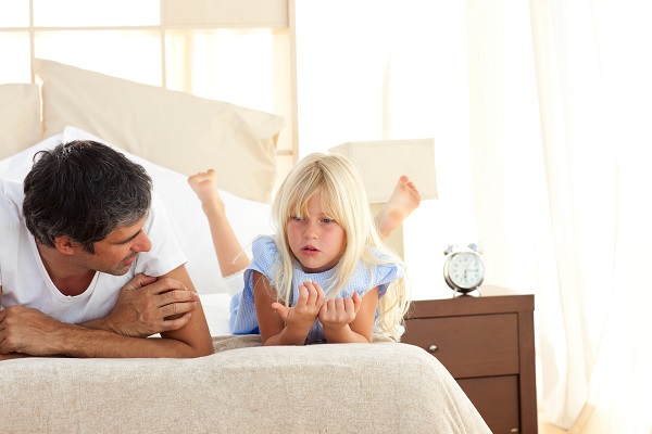 father and daughter talking