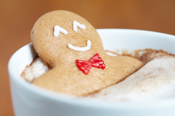 gingerbread man and hot chocolate
