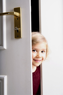 Girl opening door